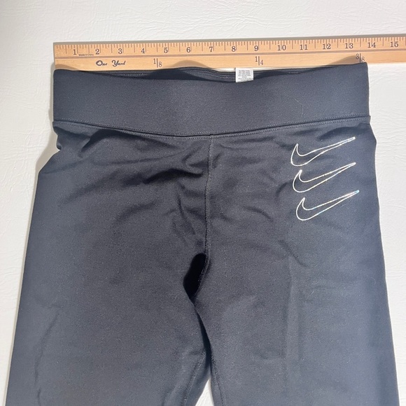 Nike Black Leggings with Swoosh Design and Metallic Zippers M - Picture 5 of 7
